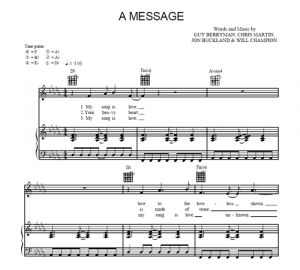 A Message - Coldplay - sheet music - Purple Market Area