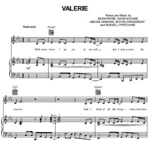 Valerie - Amy winehouse - sheet music - Purple Market Area