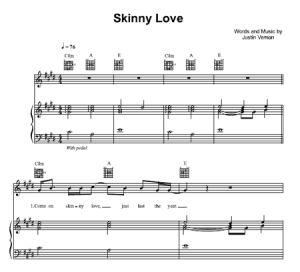 Skinny Love - Birdy - sheet music - Purple Market Area