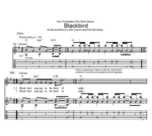 Blackbird - The Beatles - табулатура к песне - Purple Market Area