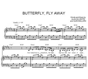 Butterfly, Fly Away - Hannah Montana - Miley Cyrus - sheet music - Purple Market Area