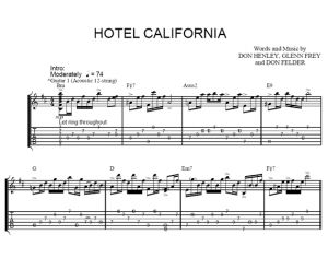 Hotel California - The Eagles - guitar tabs - Purple Market Area
