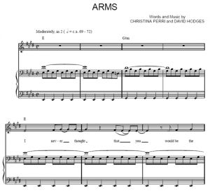 Arms - Christina Perri - sheet music - Purple Market Area