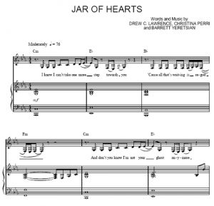 Jar of Hearts - Christina Perri - sheet music - Purple Market Area