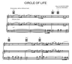 Circle of Life - The Lion King - sheet music - Purple Market Area