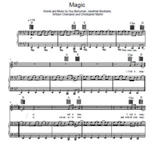 Magic - Coldplay - sheet music - Purple Market Area