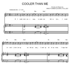 Cooler Than Me - Mike Posner - ноты к песне - Purple Market Area