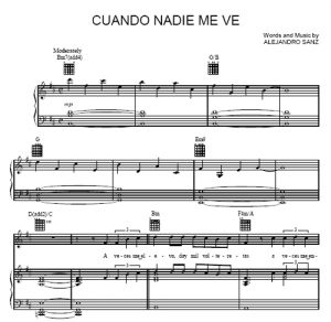 Cuando Nadie Me Ve - Alejandro Sanz - sheet music - Purple Market Area