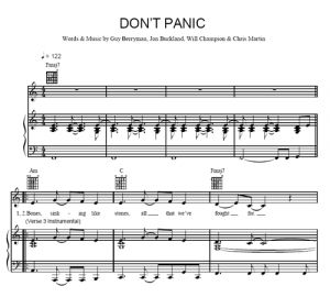 Don't Panic - Coldplay - sheet music - Purple Market Area