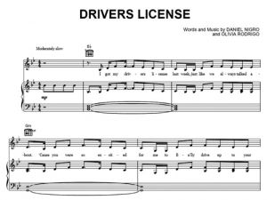 Drivers license - Olivia Rodrigo - ноты к песне - Purple Market Area