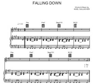 Falling down - Oasis - sheet music - Purple Market Area
