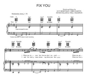 Fix You - Coldplay - sheet music - Purple Market Area