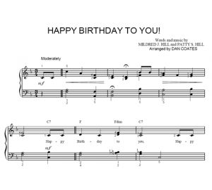 Happy Birthday To You - Music for children - sheet music - Purple Market Area