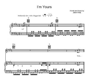 I'm Yours - Jason Mraz - sheet music - Purple Market Area