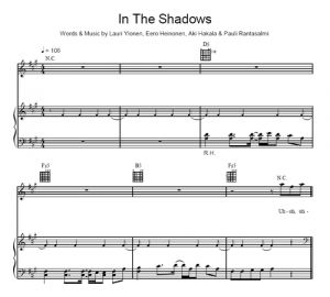 In the shadows - The Rasmus - sheet music - Purple Market Area