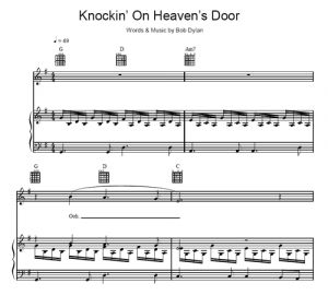 Knockin' on Heaven's Door - Bob Dylan - sheet music - Purple Market Area