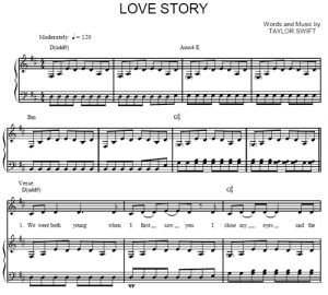 Love story - Taylor Swift - sheet music - Purple Market Area