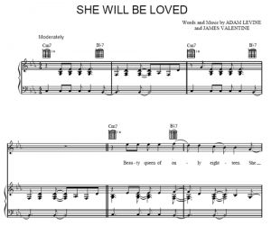 She Will Be Loved - Maroon 5 - sheet music - Purple Market Area