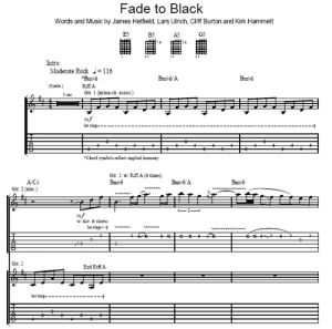 Fade to Black - Metallica - sheet music - Purple Market Area