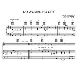 No woman No cry - Bob Marley - sheet music - Purple Market Area
