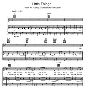 Little Things - One Direction - sheet music - Purple Market Area