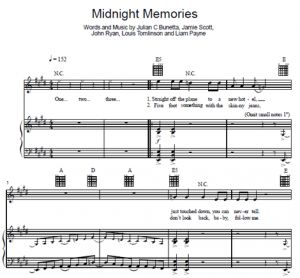 Midnight Memories - One Direction - partitura - Purple Market Area