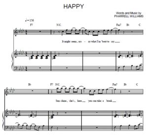 Happy - Pharrell Williams - sheet music - Purple Market Area