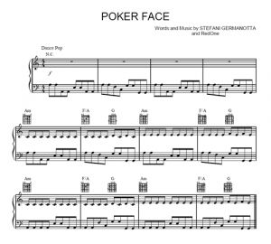 Poker Face - Lady Gaga - sheet music - Purple Market Area