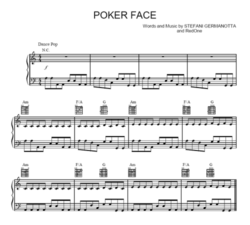 Poker Face - Lady Gaga - sheet
