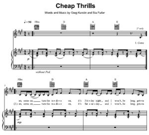 Cheap Thrills - Sia - sheet music - Purple Market Area