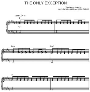 The Only Exception - Paramore - partitura - Purple Market Area