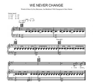 We Never Change - Coldplay - sheet music - Purple Market Area