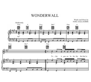 Wonderwall - Oasis - sheet music - Purple Market Area