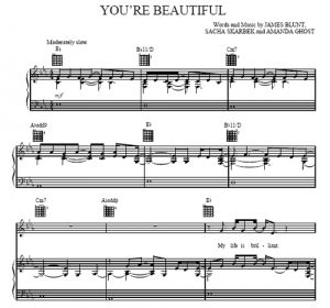 You're Beautiful - James Blunt - sheet music - Purple Market Area