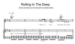 Rolling In the Deep - Adele - sheet music - Purple Market Area