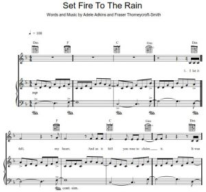 set fire to the rain - Adele - partitura - Purple Market Area