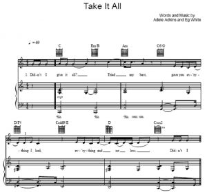 Take It All - Adele - sheet music - Purple Market Area