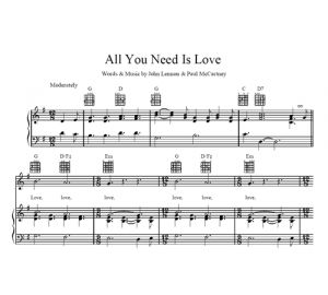 All You Need Is Love - The Beatles - sheet music - Purple Market Area