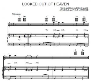 Locked Out of Heaven - Bruno Mars - sheet music - Purple Market Area