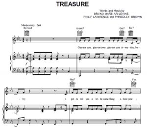 Treasure - Bruno Mars - ноты к песне - Purple Market Area