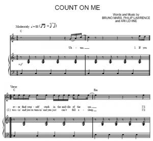 Count On Me - Bruno Mars - sheet music - Purple Market Area