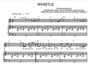 Whistle - Flo Rida - sheet music - Purple Market Area