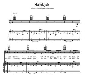 Hallelujah - Shrek - Rufus Wainwright - ноты к песне - Purple Market Area