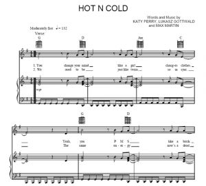 Hot n Cold - Katy Perry - ноты к песне - Purple Market Area