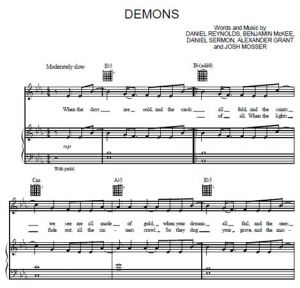 Demons - Imagine Dragons - sheet music - Purple Market Area