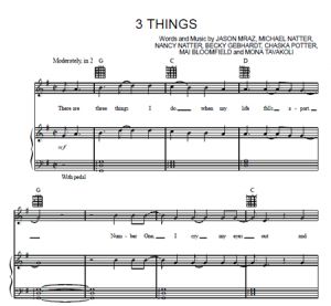 3 Things - Jason Mraz - sheet music - Purple Market Area