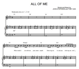 All of Me - John Legend - sheet music - Purple Market Area