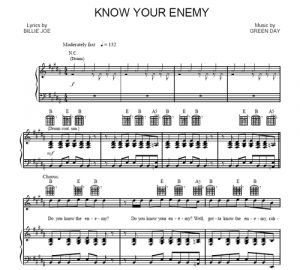 Know Your Enemy - Green Day - ноты к песне - Purple Market Area