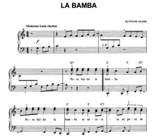 La bamba - Los Lobos (Ritchie Valens) - ноты к песне - Purple Market Area