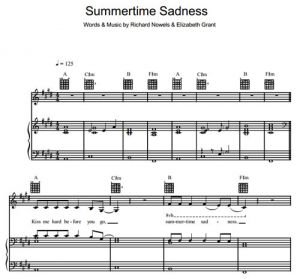 Summertime Sadness - Lana Del Rey - ноты к песне - Purple Market Area
